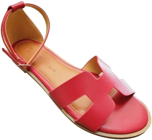 Wild Diva Women's Round Toe With Buckle Ankle Strap Sandals
