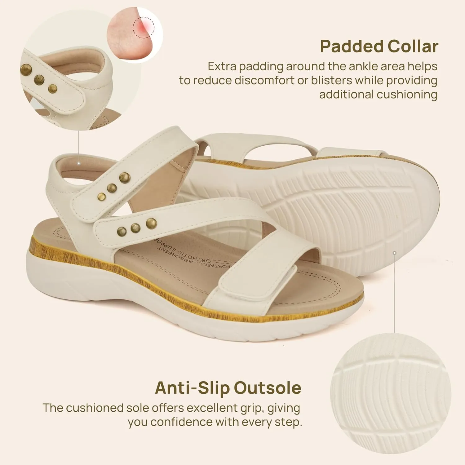 Women Comfortable Arch Support Sandals Cushioned Walking Sandals