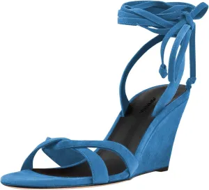 Women Fashion Strappy Ankle Strap Sandals Open Almond Toe Lace up High Heel Wedges Casual Party Club Summer Shoes Size 4-16 US