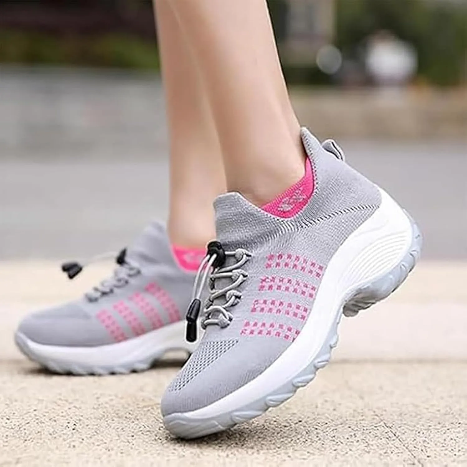 Women Tennis Running Shoes Walking Sneakers Orthopedic Quick Dry Lace Up Low Top Slip On Loafers Ladies Mesh Breathable Comfortable Soft Sole Shoe with Arch Support Footbed