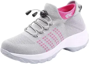 Women Tennis Running Shoes Walking Sneakers Orthopedic Quick Dry Lace Up Low Top Slip On Loafers Ladies Mesh Breathable Comfortable Soft Sole Shoe with Arch Support Footbed