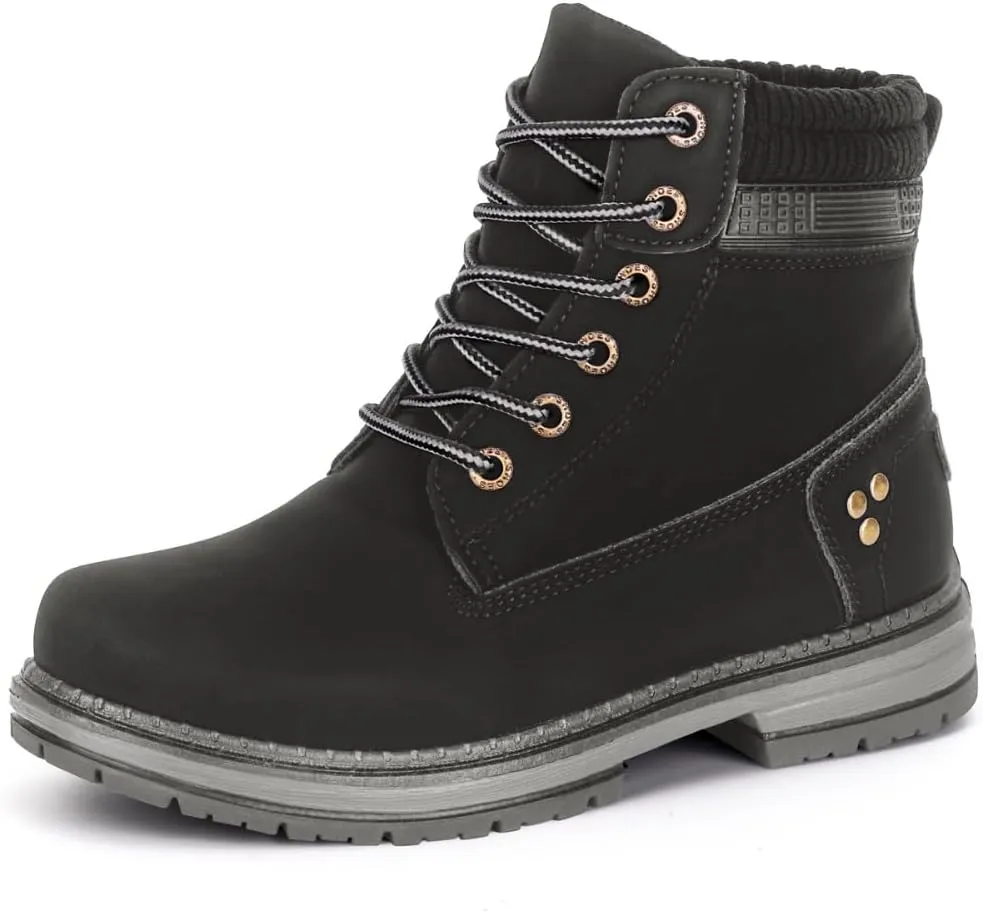 Women Work Hiking Boots - Comfortable Waterproof Lace Up Lightweight Black