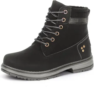 Women Work Hiking Boots - Comfortable Waterproof Lace Up Lightweight Black