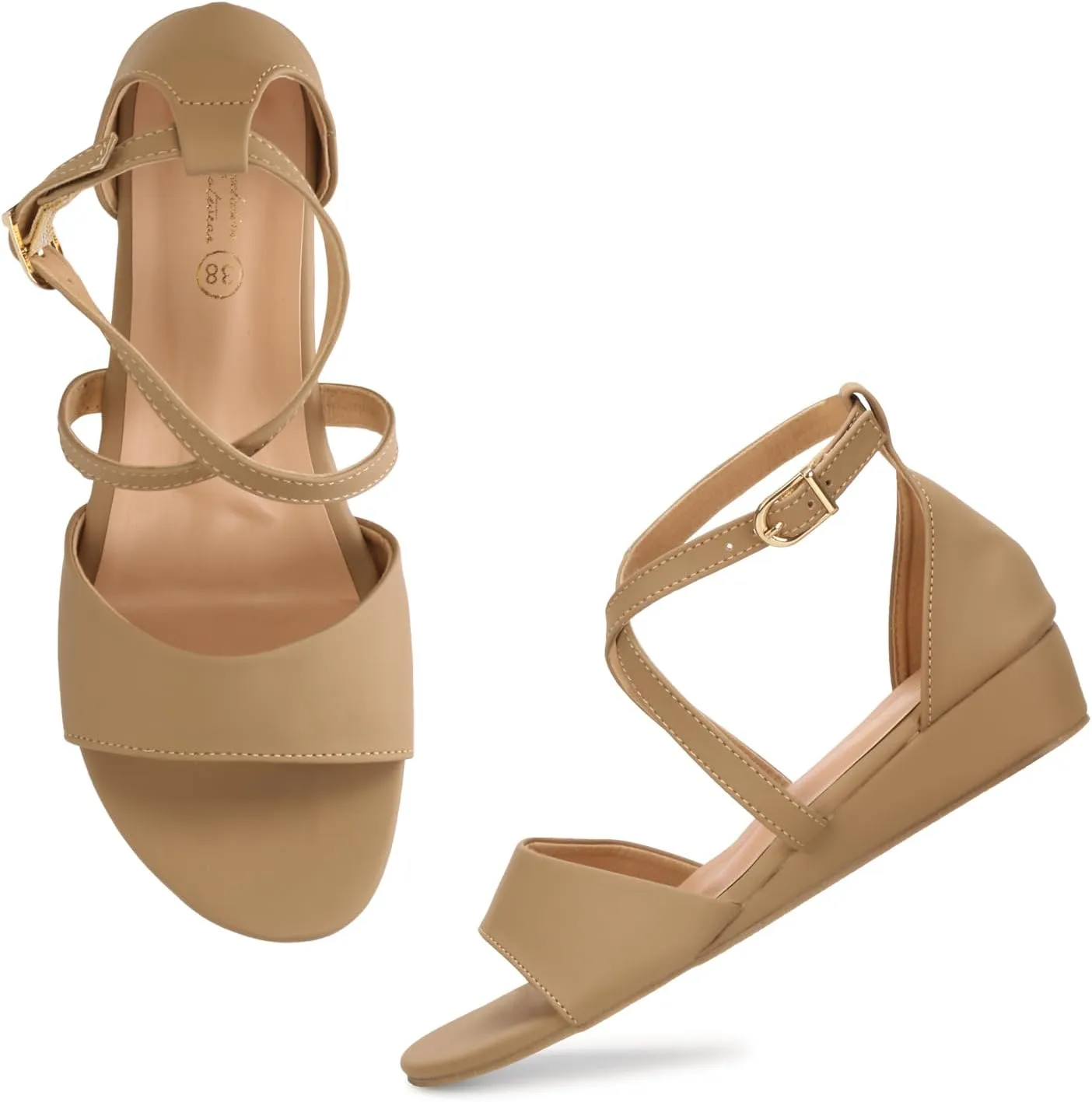 Women's Adjustable Flat Sandals with Ankle Strap | Comfortable Low Wedge Footbed for Summer, Party, Office, Casual & Formal Wear