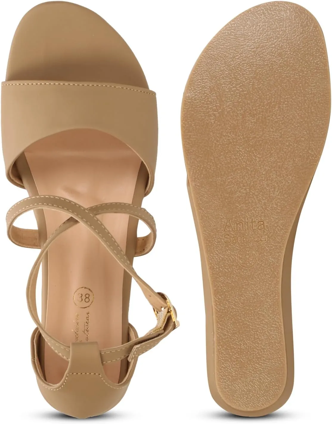 Women's Adjustable Flat Sandals with Ankle Strap | Comfortable Low Wedge Footbed for Summer, Party, Office, Casual & Formal Wear