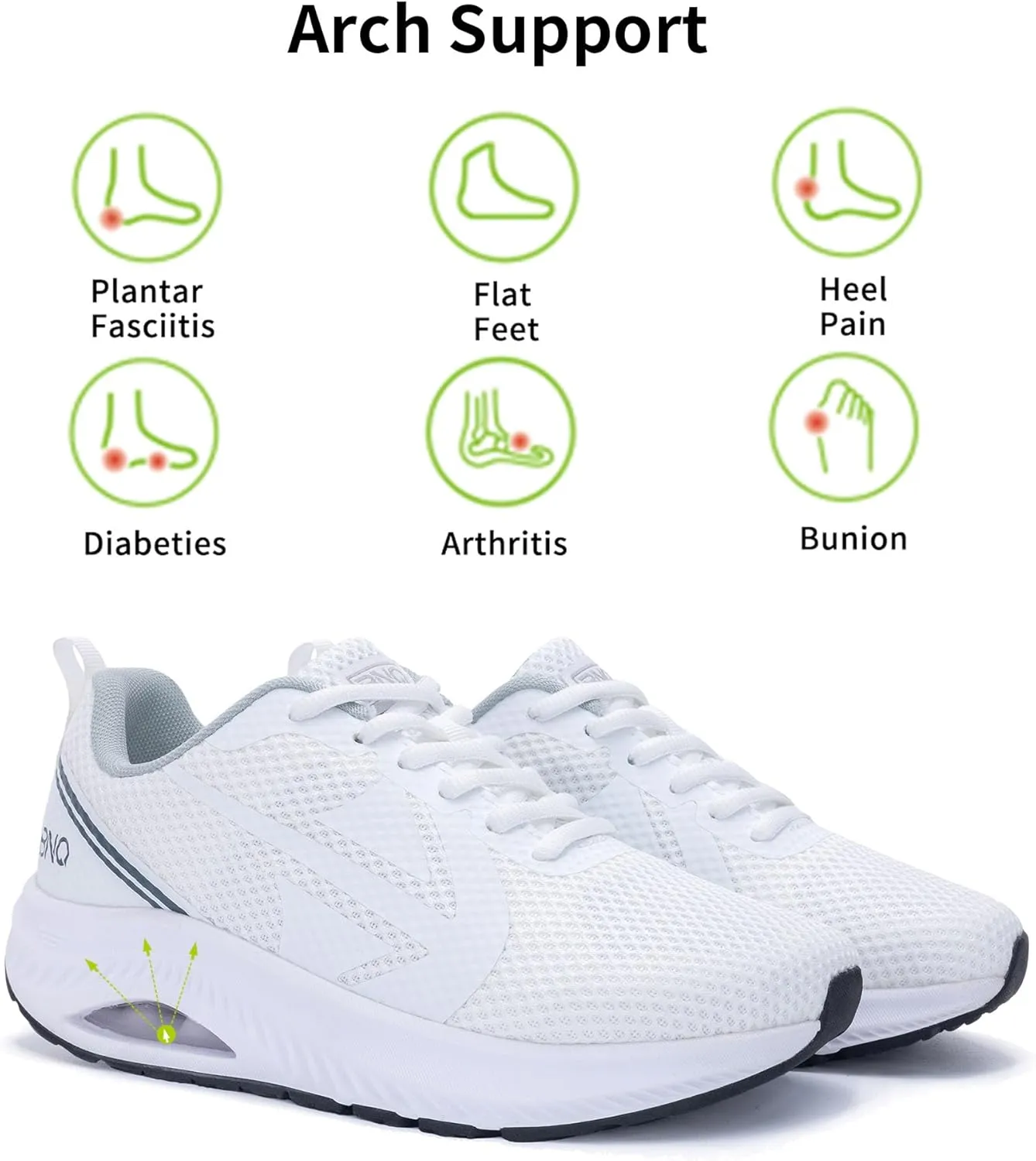 Womens Arch Support Walking Shoes Wide Toe Box Orthotic Sneakers Air Tennis Shoes for Plantar Fasciitis Pain Relief, Size 6-11