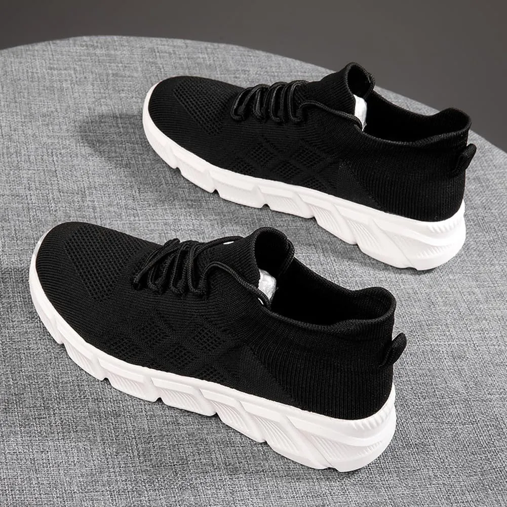 Women's Breathable Mesh Lace Up Sneakers Road Running Walking Sock Shoes