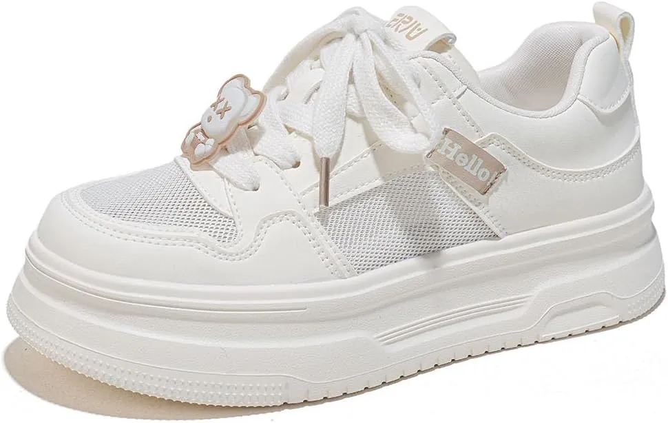Womens Breathable Mesh Platform Sneakers Y2K College Girls Cute Fashion Casual Campus Lightweight Walking Shoes