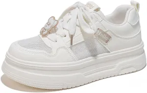 Womens Breathable Mesh Platform Sneakers Y2K College Girls Cute Fashion Casual Campus Lightweight Walking Shoes