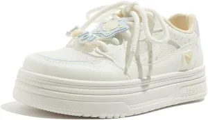 Womens Breathable Mesh Platform Sneakers Y2K Cute Fashion Casual Campus Lightweight Walking Shoes
