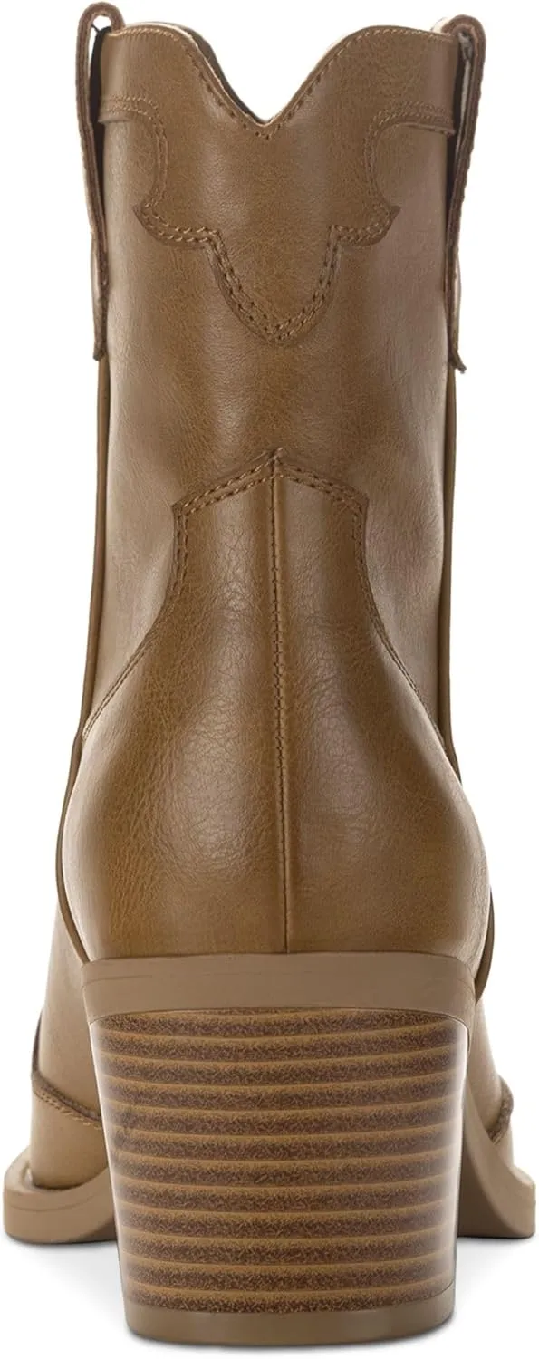 Womens Brennaa Faux Leather Pointed Toe Cowboy, Western Boots