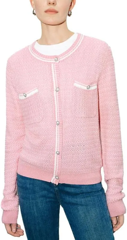 Womens Cardigan Sweaters 2025 Spring Long Sleeve Button Down Open Front Knitted Jackets