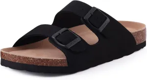 Women's Cork Footbed Slide Sandal, Arch Support Summer Outdoor Sandals with Adjustable Buckle