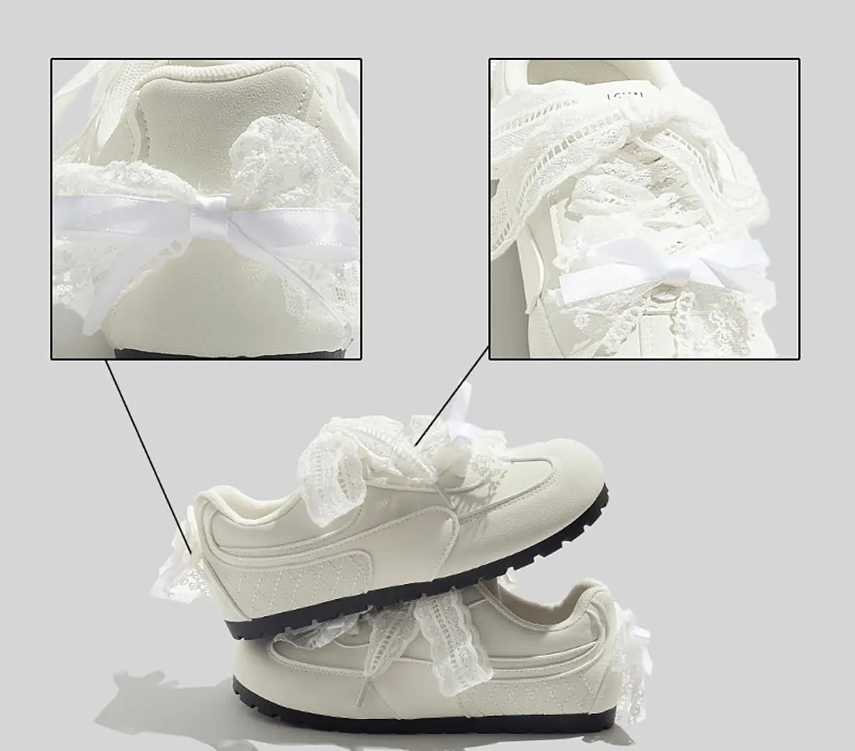 Women's Dexun Shoes Fashion Y2K Bow Decoration Cute Lightweight Shoes Casual Breathable Lace Sneakers