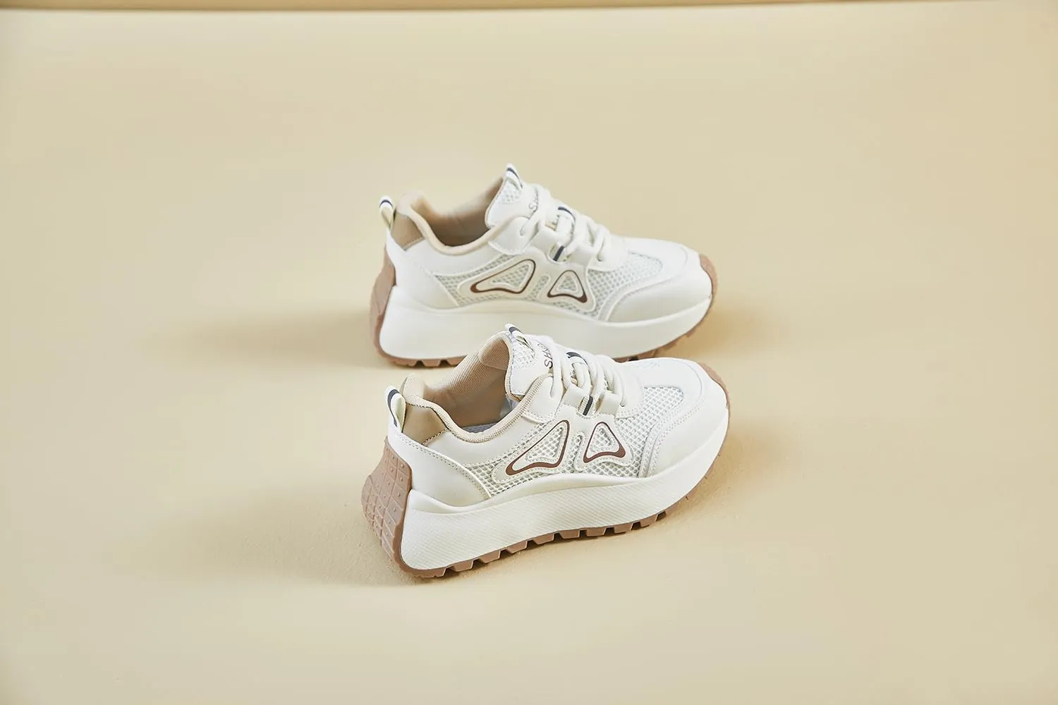 Women's Fashion Breathable Mesh Platform Sneakers College Girls Campus Walking Shoes