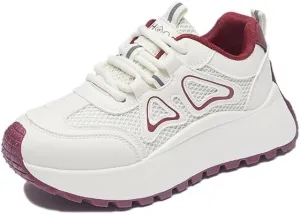 Women's Fashion Breathable Mesh Platform Sneakers College Girls Campus Walking Shoes