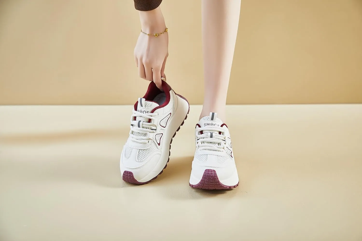 Women's Fashion Breathable Mesh Platform Sneakers College Girls Campus Walking Shoes