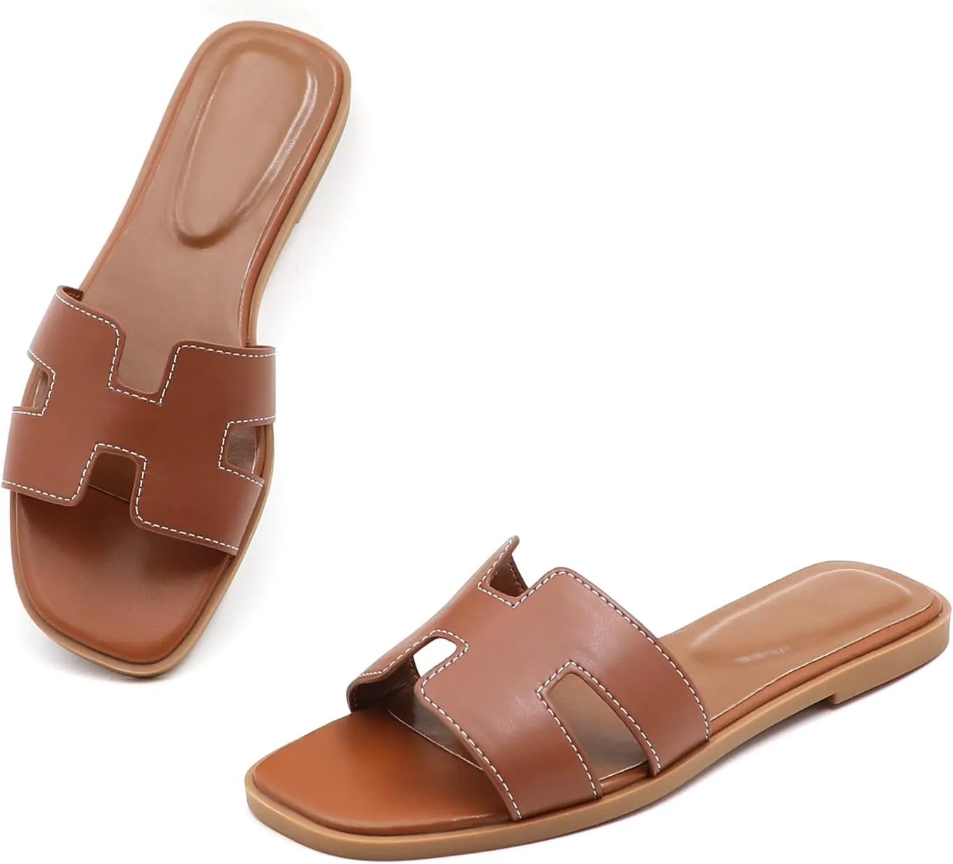 Women's Flat Sandals Slip On Slides Sandals Square Open Toe Fashion Slides Summer Beach Casual 2025