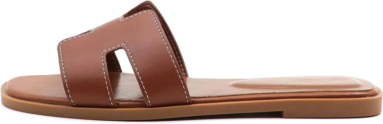 Women's Flat Sandals Slip On Slides Sandals Square Open Toe Fashion Slides Summer Beach Casual 2025