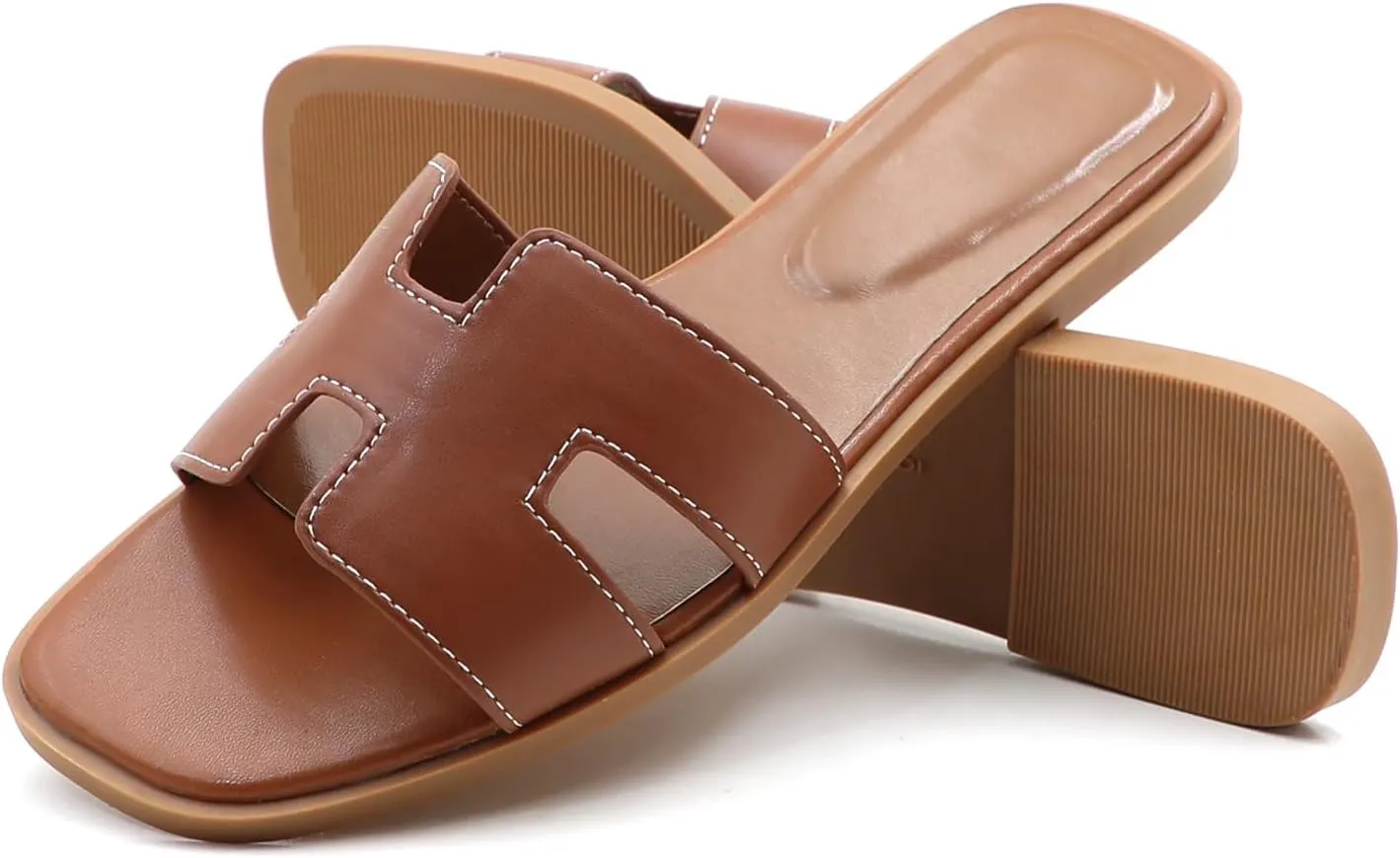 Women's Flat Sandals Slip On Slides Sandals Square Open Toe Fashion Slides Summer Beach Casual 2025