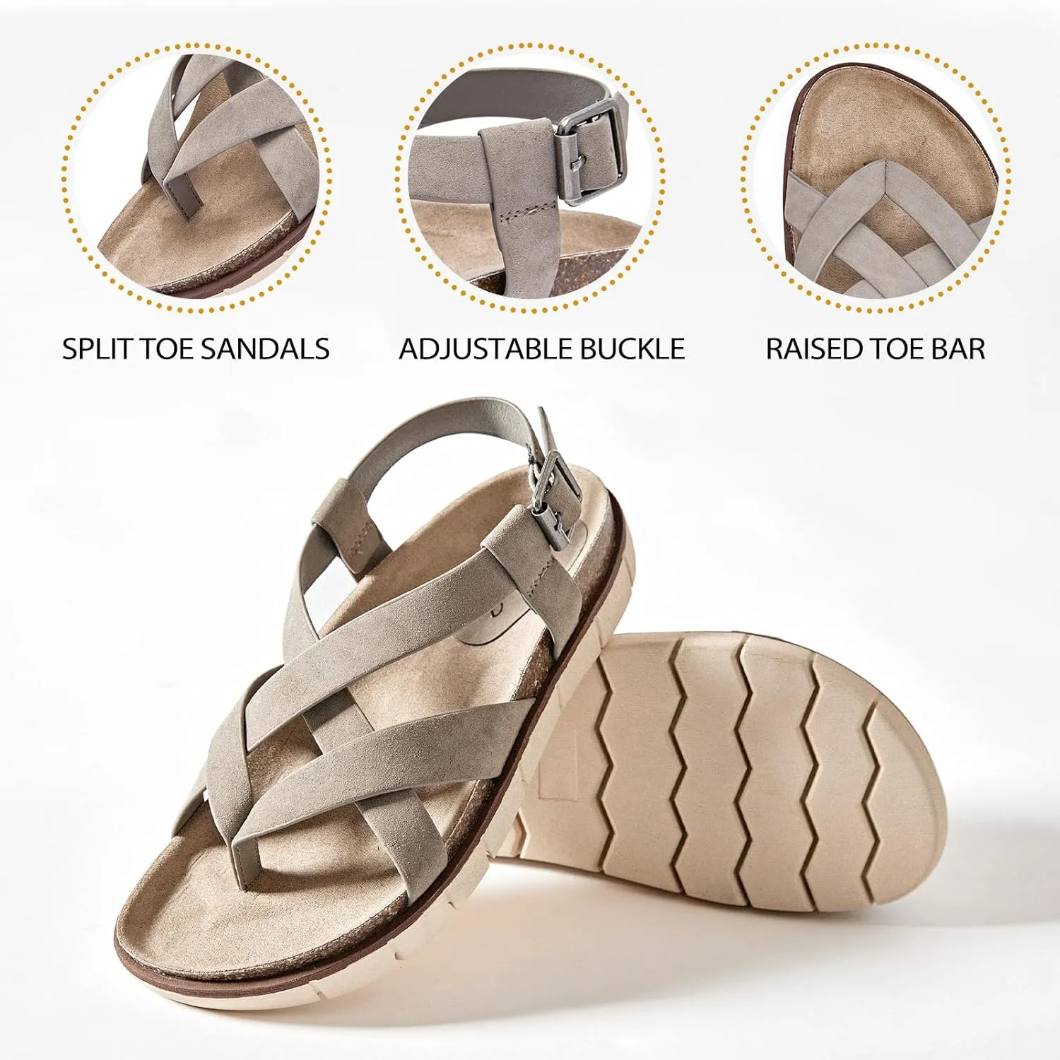 Women's Flat Slides Sandals Wide Width Platform Sandals Comfot Summer Soft Plantar Slippers Arch Support Slip on Shoes for Women.
