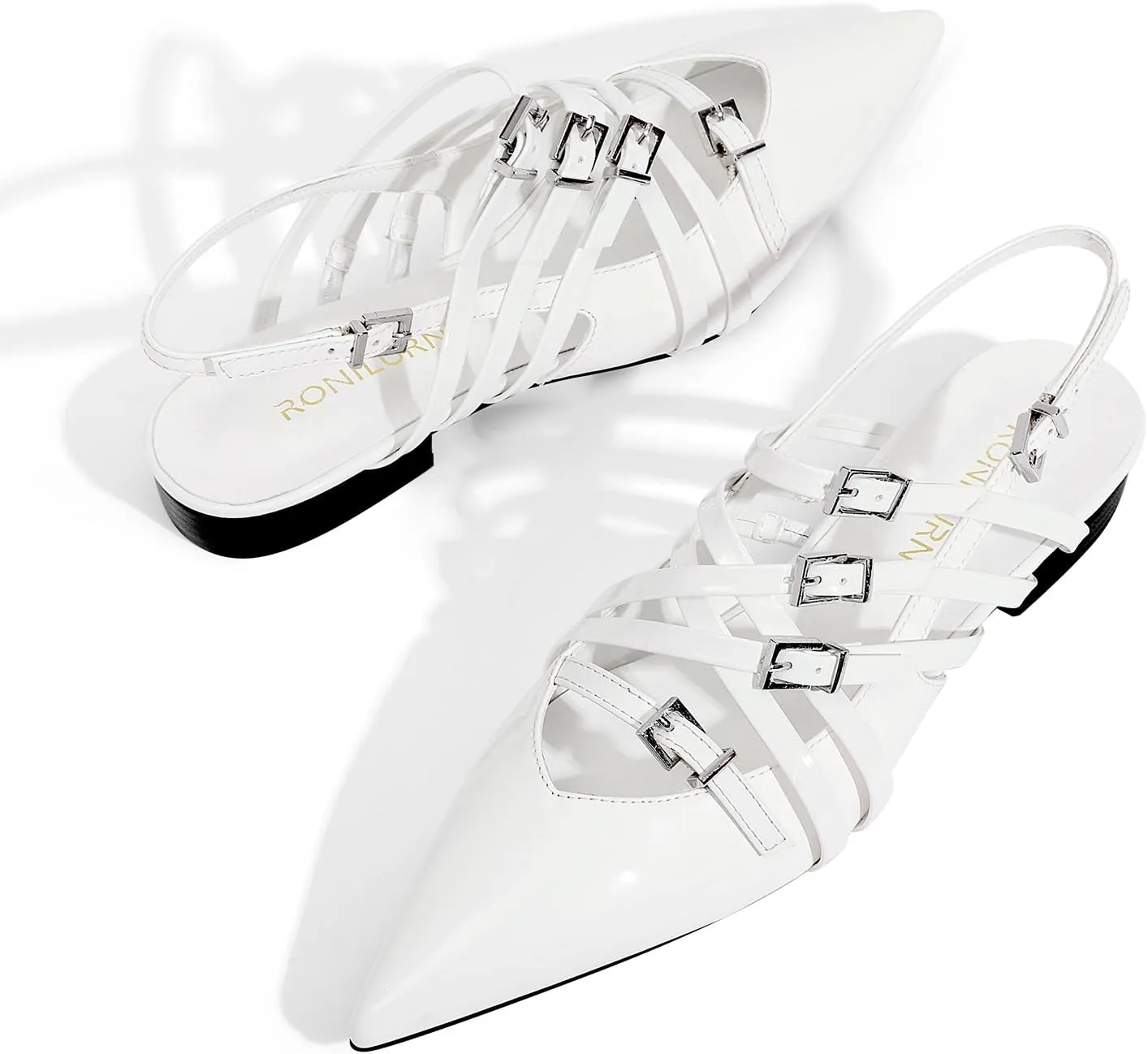 Women's Flats Ballet Ballerina Pointed Toe Slingback Flats with Strap Low Heel Fashion Buckle Dress Work Casual Shoes for Women