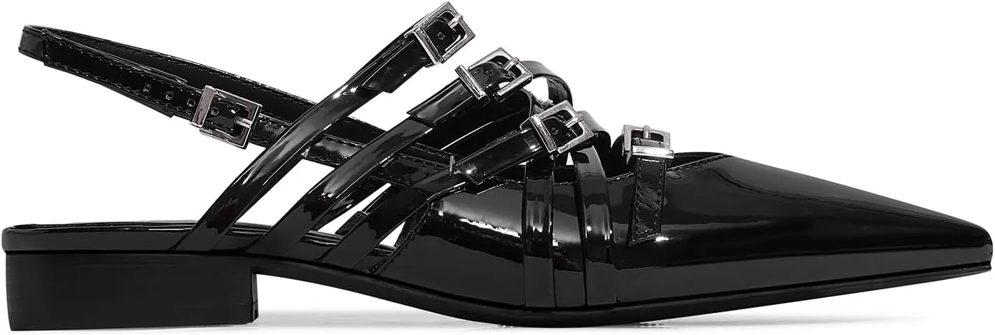 Women's Flats Ballet Ballerina Pointed Toe Slingback Flats with Strap Low Heel Fashion Buckle Dress Work Casual Shoes for Women