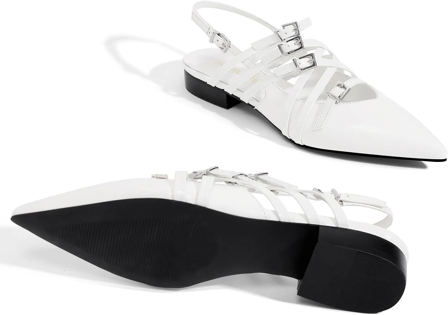 Women's Flats Ballet Ballerina Pointed Toe Slingback Flats with Strap Low Heel Fashion Buckle Dress Work Casual Shoes for Women