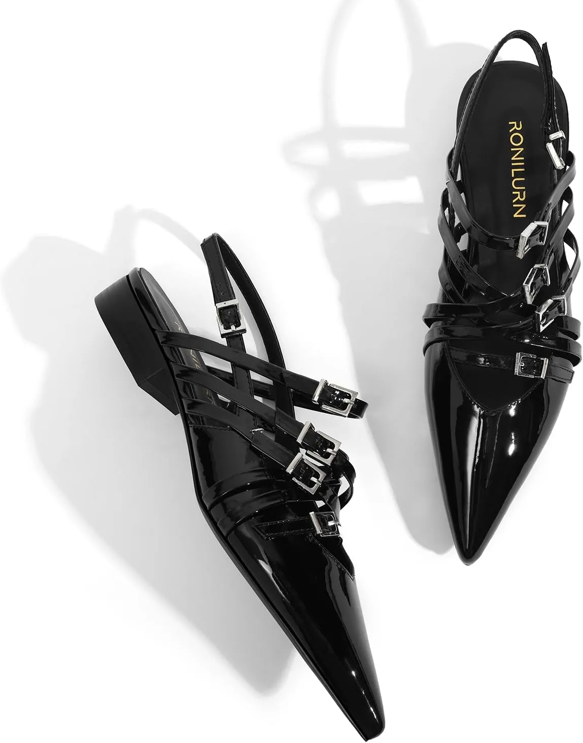 Women's Flats Ballet Ballerina Pointed Toe Slingback Flats with Strap Low Heel Fashion Buckle Dress Work Casual Shoes for Women