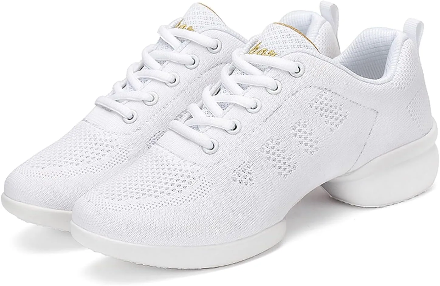 Womens Jazz Sneakers Lace-up Walking Shoes Split Sole Dance Shoes with Air Cushion Breathable Mesh Platform Shoes