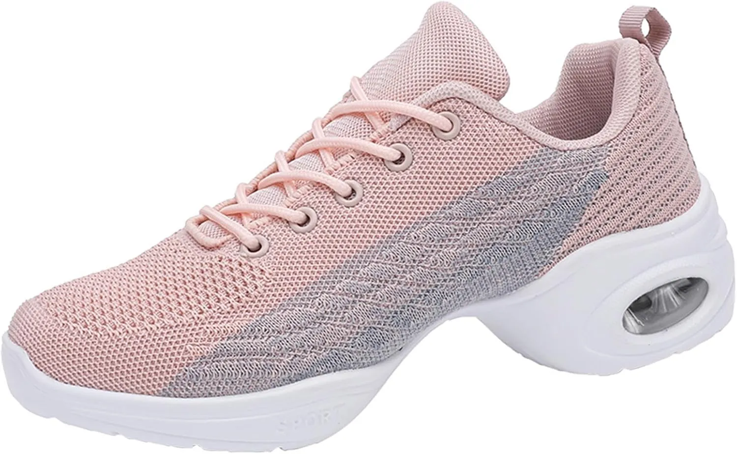 Womens Jazz Sneakers Lace-up Walking Shoes Split Sole Dance Shoes with Air Cushion Breathable Mesh Platform Shoes
