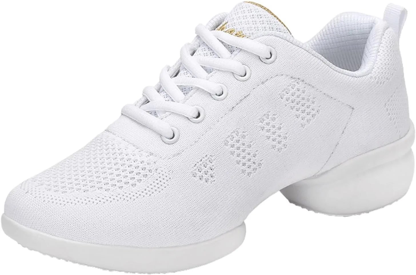 Womens Jazz Sneakers Lace-up Walking Shoes Split Sole Dance Shoes with Air Cushion Breathable Mesh Platform Shoes