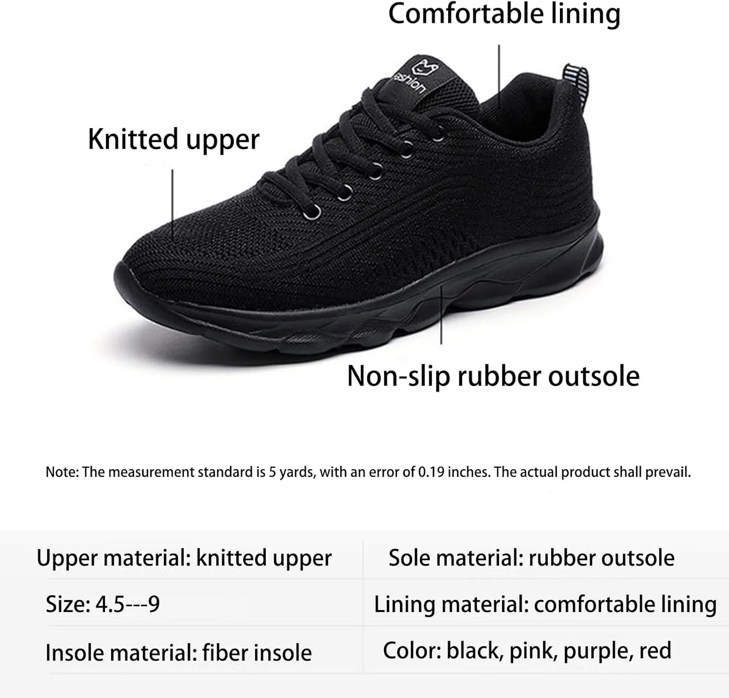 Women's Knitted Elastic Soft Sole Walking Fashion Sneakers Comfortable Round Toe Breathable Non-Slip Orthopedic Lace-Up Sports Training Tennis Shoes