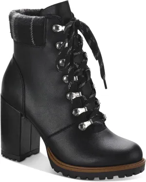 Womens Octavia Faux Leather Ankle Combat & Lace-up Boots
