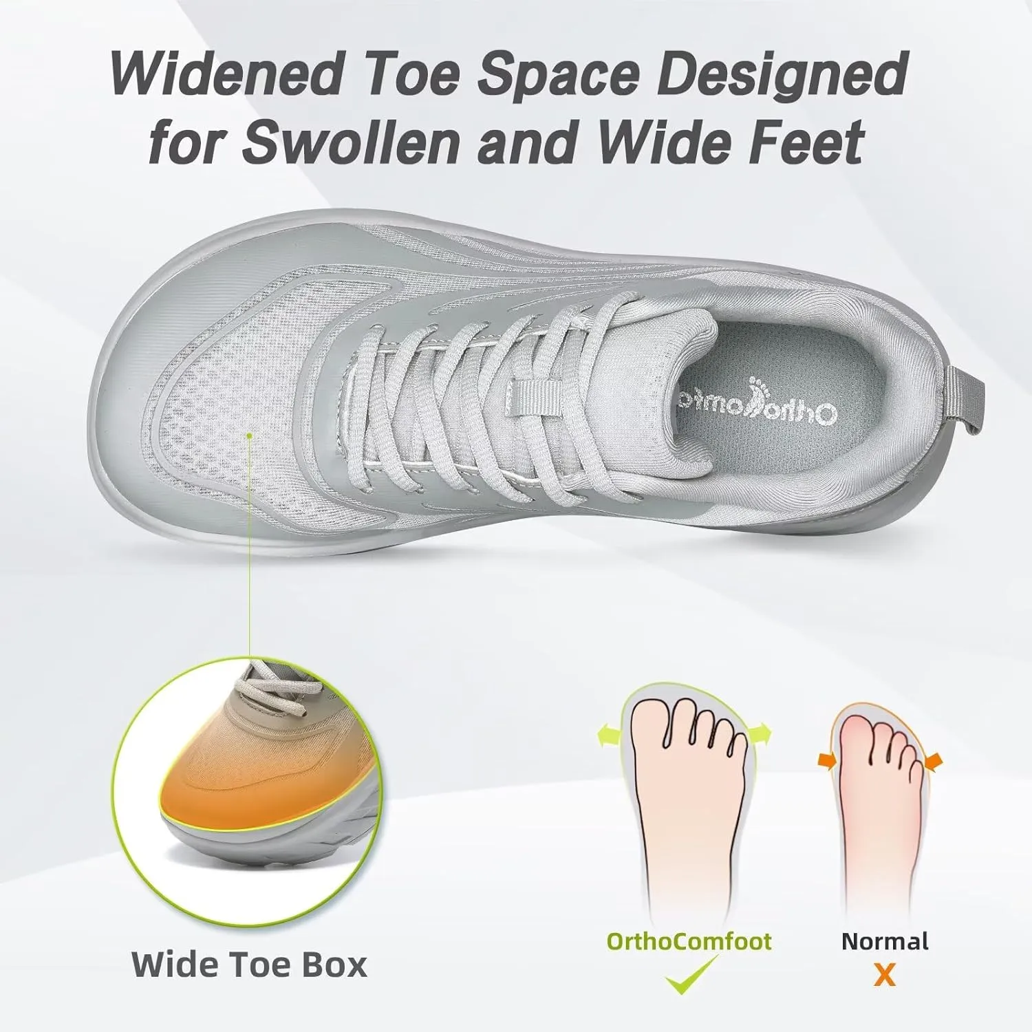 Women's Orthopedic Diabetic Wide Running Shoes: Comfortable Casual Arch Support Plantar Fasciitis Sports Sneakers, Orthotic Swollen Feet Work Tennis Walking Shoes for Ankle and Heel Pain Relief
