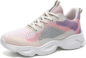 Women's Platform Breathable Soft Mesh Lace Up Sneakers Lightweight Road Running Walking Sock Shoes