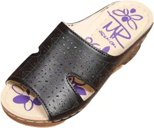 Womens Slip on Wedge Sandals Fashion Fish Mouth Open Toe Quilted Hollow Studded Platform Slipper Summer Comfortable Casual Print Ladies Shoes