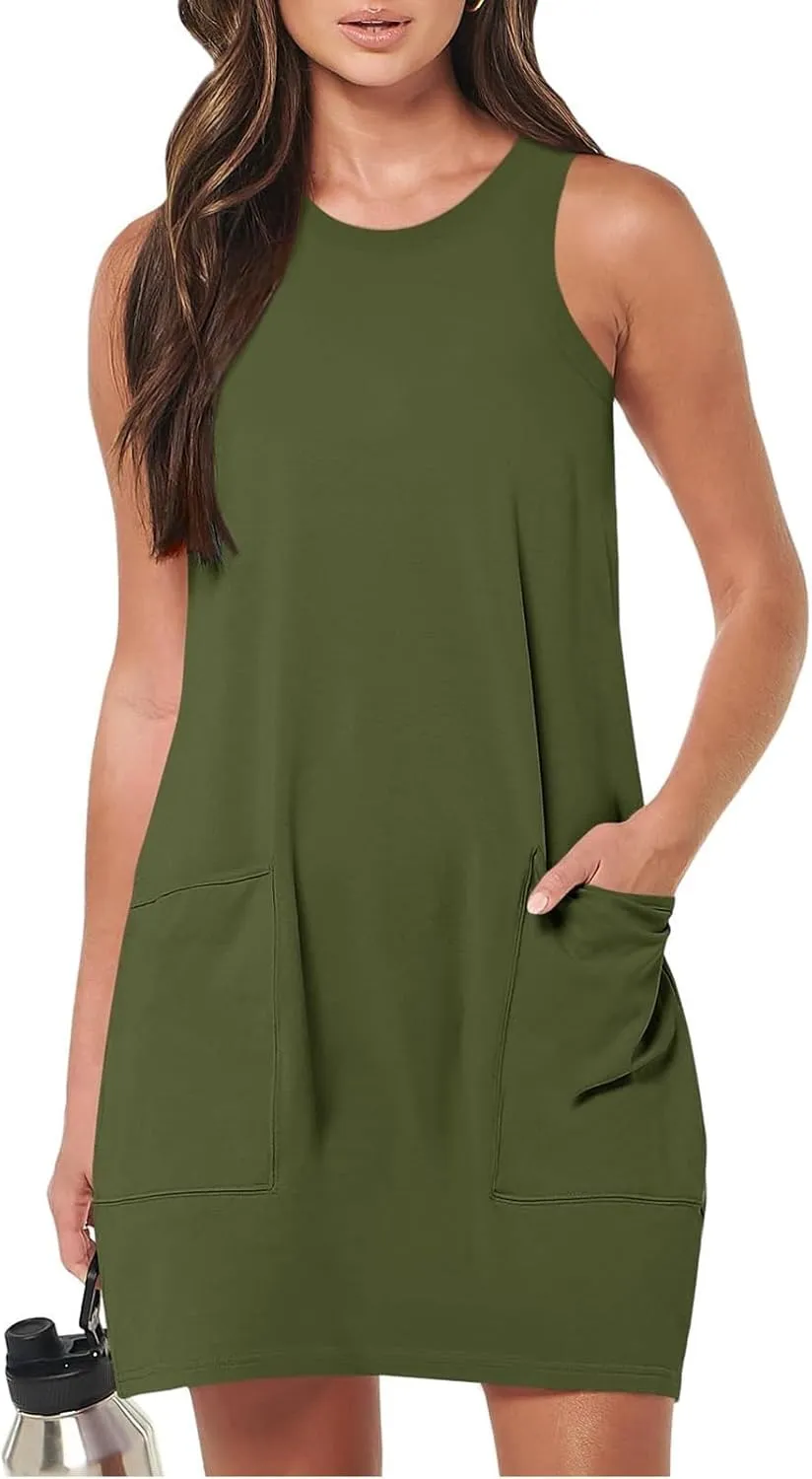 Womens Sport Sun Dresses 2025 Summer Solid Color Date Night Tank Vacation Casual Beach Mini Flattering Trendy Spring