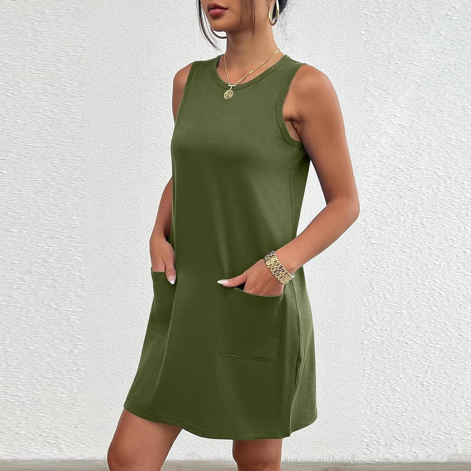 Womens Sport Sun Dresses 2025 Summer Solid Color Date Night Tank Vacation Casual Beach Mini Flattering Trendy Spring