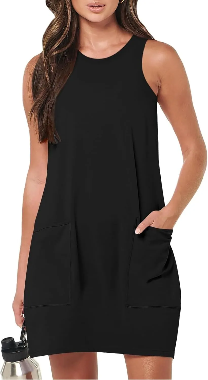 Womens Sport Sun Dresses 2025 Summer Solid Color Date Night Tank Vacation Casual Beach Mini Flattering Trendy Spring