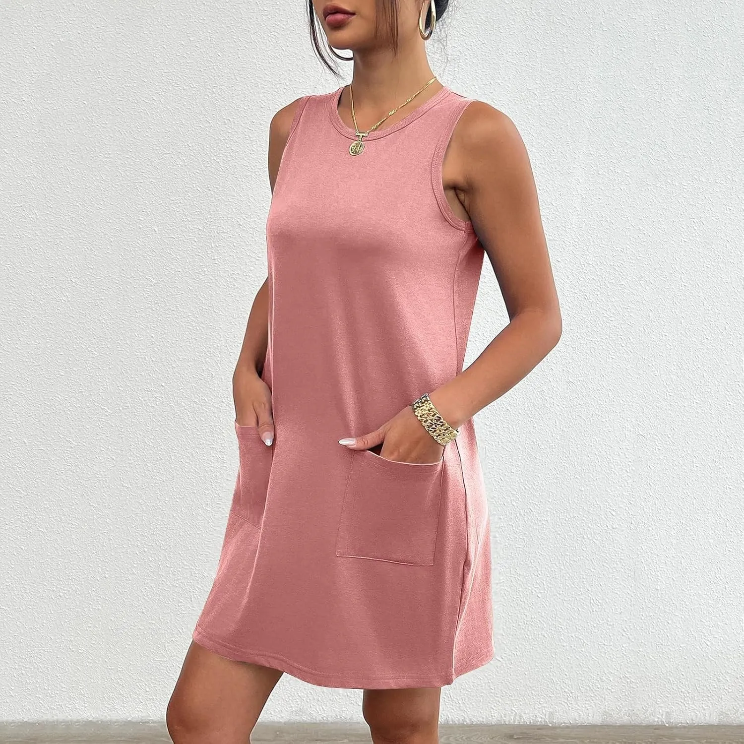 Womens Sport Sun Dresses 2025 Summer Solid Color Date Night Tank Vacation Casual Beach Mini Flattering Trendy Spring