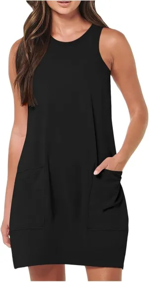 Womens Sport Sun Dresses 2025 Summer Solid Color Date Night Tank Vacation Casual Beach Mini Flattering Trendy Spring