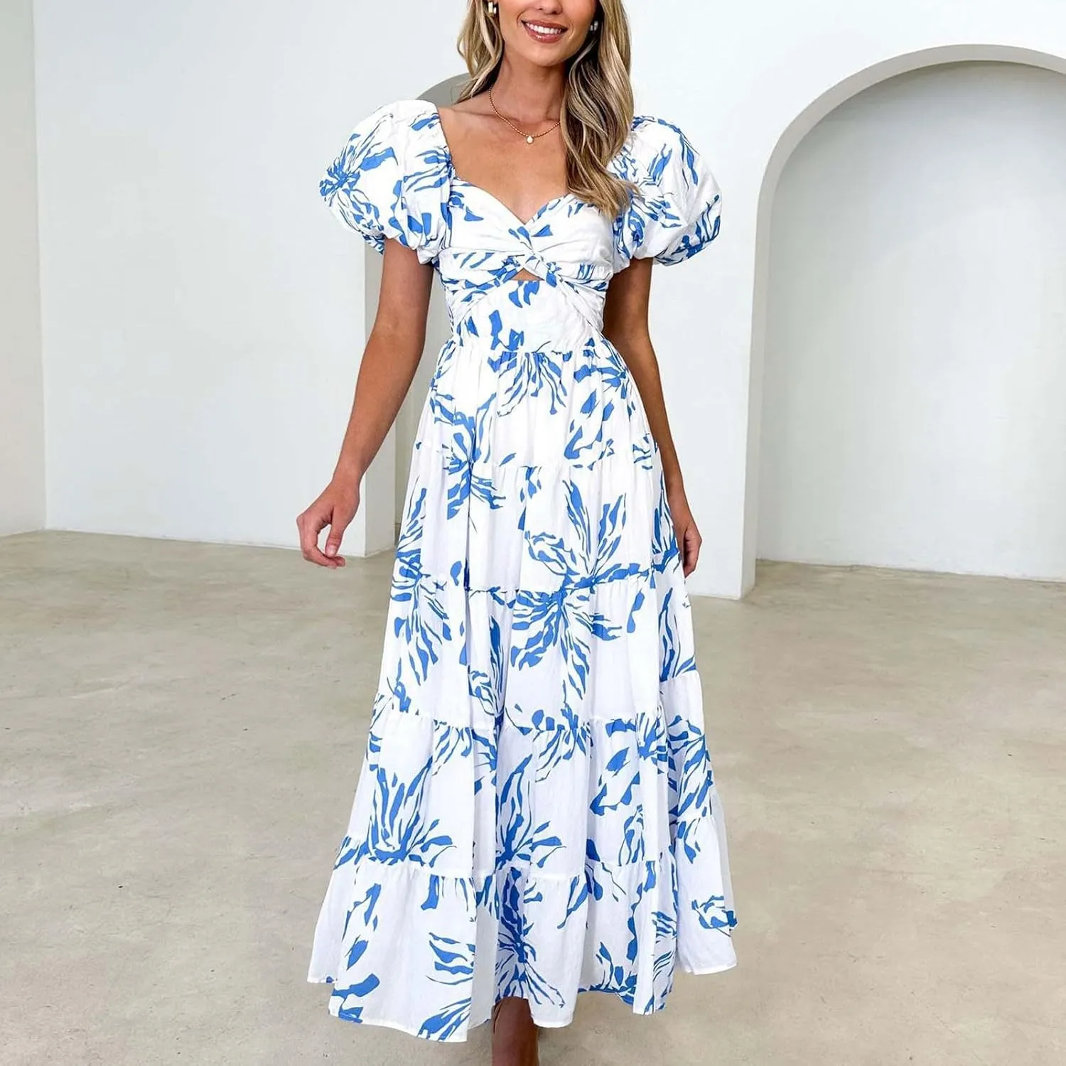 Womens Summer Vacation Dresses 2024 Trendy Bohemian Dresses Casual Long Maxi Dress Sexy Strapless Dresses