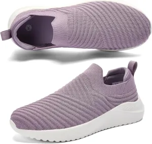 Womens Walking Shoes Slip on Sneakers Comfortable Knitted Mesh Sneakers Lightweight Casual Work Shoes