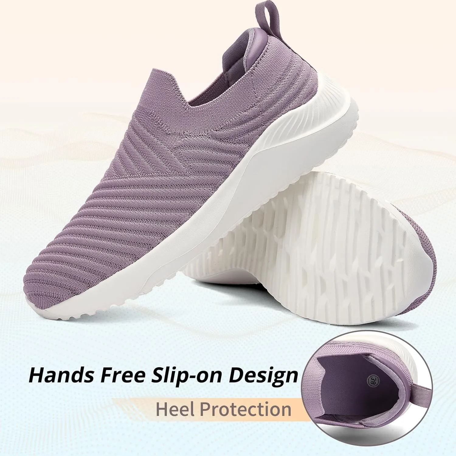 Womens Walking Shoes Slip on Sneakers Comfortable Knitted Mesh Sneakers Lightweight Casual Work Shoes