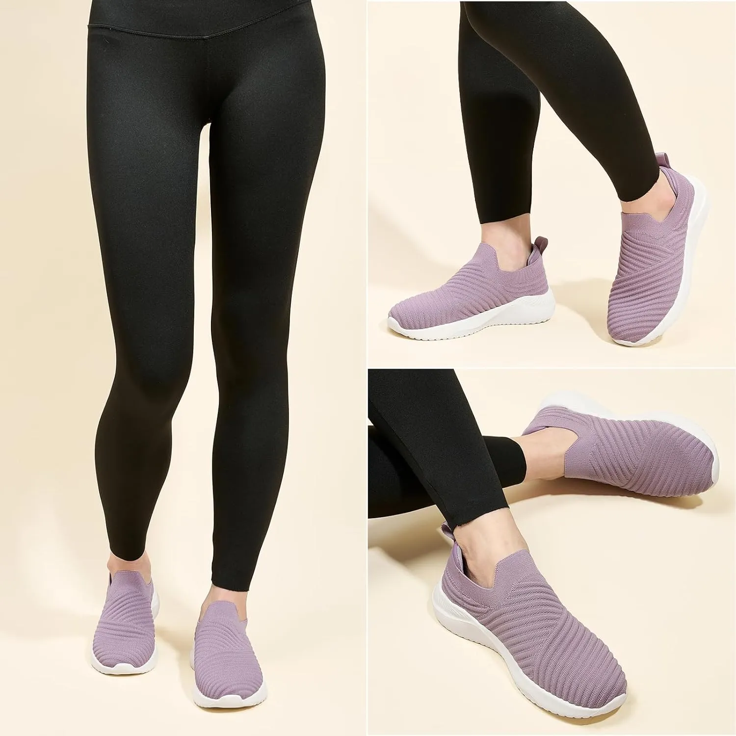 Womens Walking Shoes Slip on Sneakers Comfortable Knitted Mesh Sneakers Lightweight Casual Work Shoes