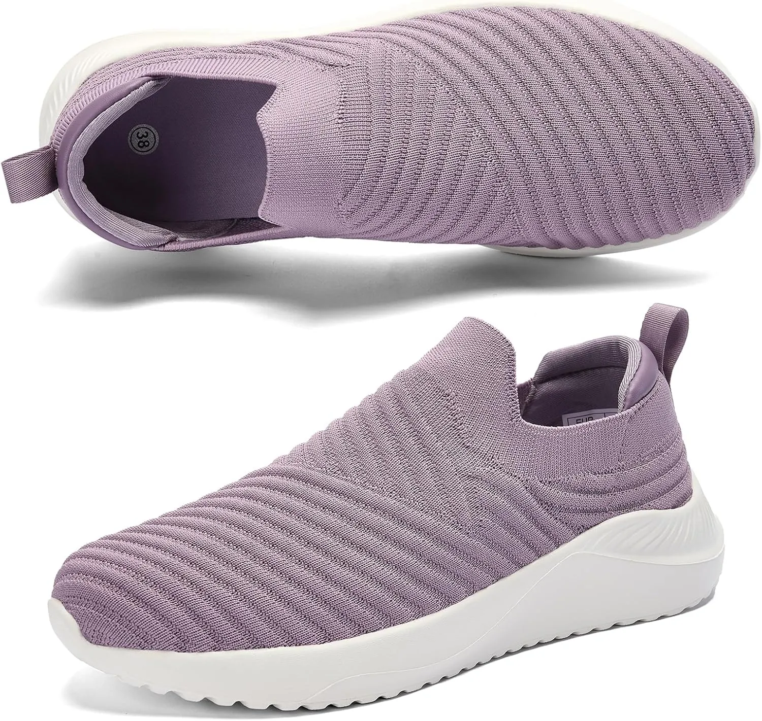 Womens Walking Shoes Slip on Sneakers Comfortable Knitted Mesh Sneakers Lightweight Casual Work Shoes