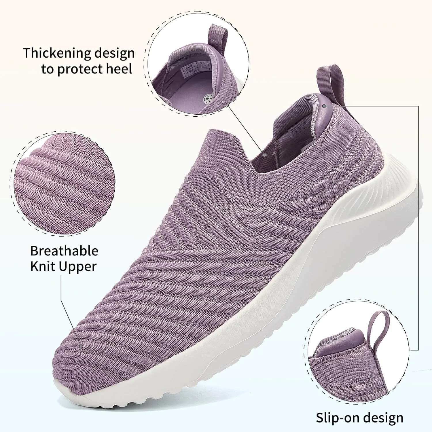 Womens Walking Shoes Slip on Sneakers Comfortable Knitted Mesh Sneakers Lightweight Casual Work Shoes