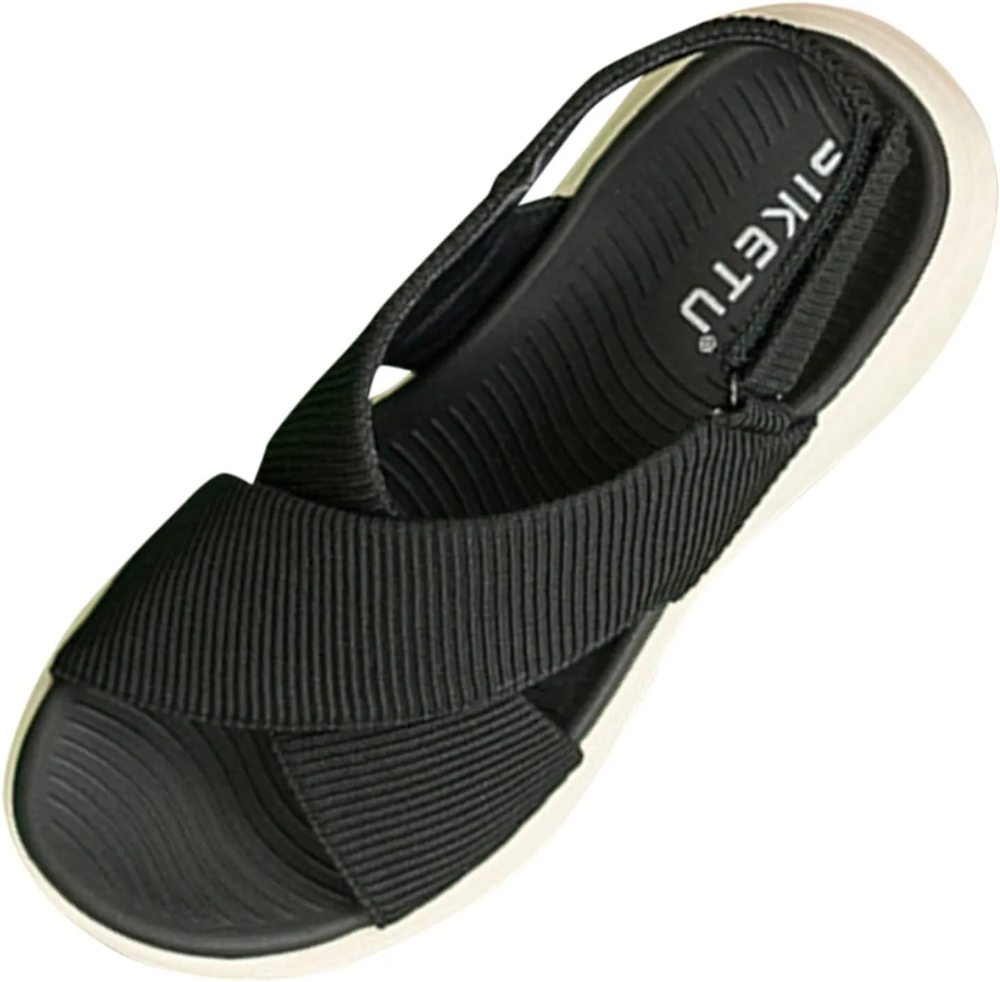 Women's Wedge Sandals Comfort Slingback Arch Support Ribbed Cross-Strap Design Sandal Breathable Cushioned Stain Resistant Sports Shoes Outdoors Beach Office Yoga Party Walking Shoes