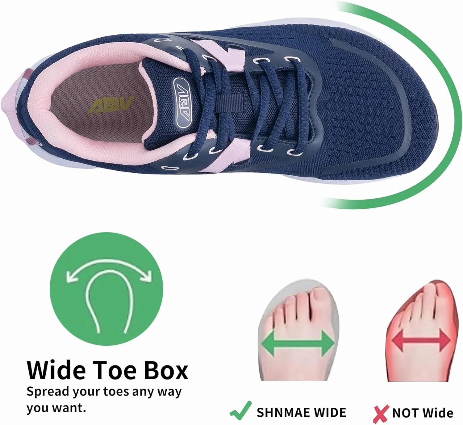 Women's Wide Toe Box Arch Support Walking Shoes Plantar Fasciitis Orthotic Air Tennis Sneakers